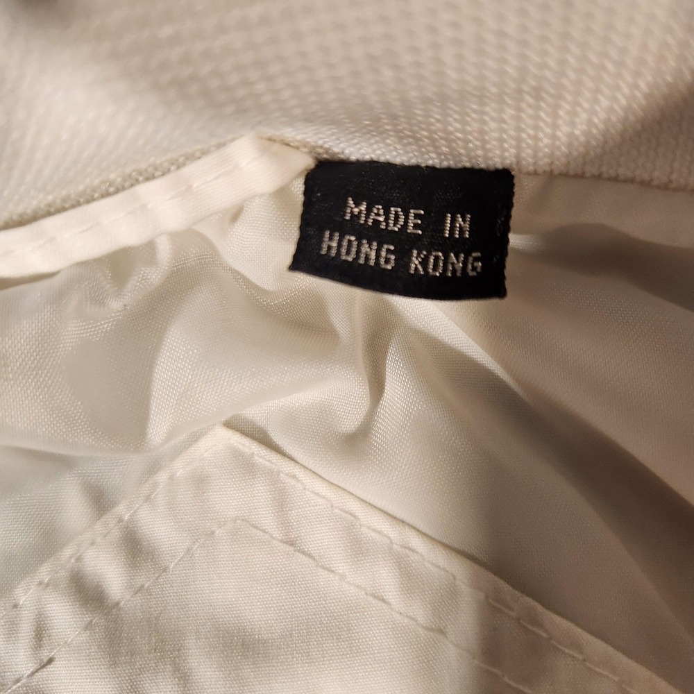 Vintage Members Only Jacket Mens 44 White Ivory Racer Bomber Epaulets Zip‎ 80s - Picture 4 of 10